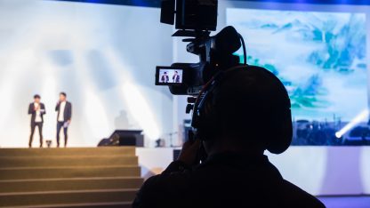 Webcasting AV Technician at corporate event