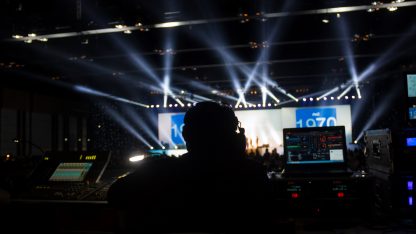 Silhouette of cameras at special event